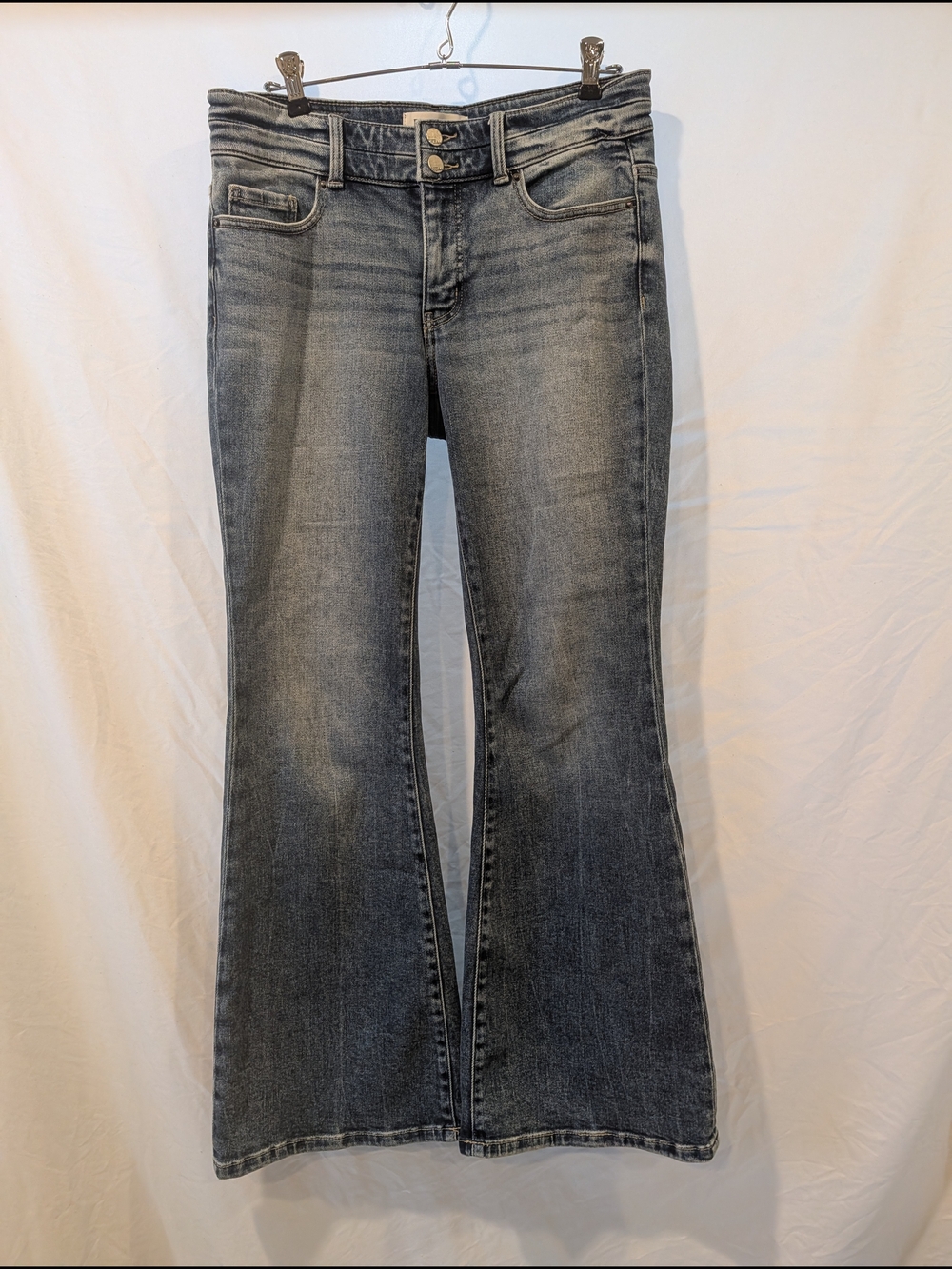 BKE Women's Payton Universal Fit midrise Flare Jeans in Washed Blue 27x30